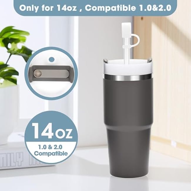 1 Set 14 oz Stanley Cup Spill Stopper compatible 1.0&2.0, Leak Proof Accessory with Straw Cap and Square Pad and Round Cover (Lilac, 1)