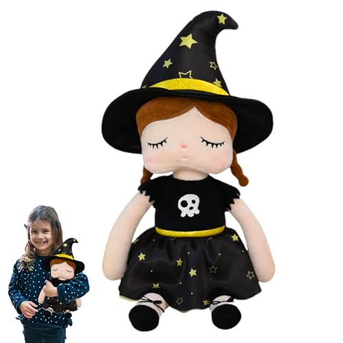 dewdat Bruxa, boneca menina macia de peluche - figuras festivas para decoração, crianças, casa, Halloween, interior, viagem, tempo de jogo, mesa e prateleira