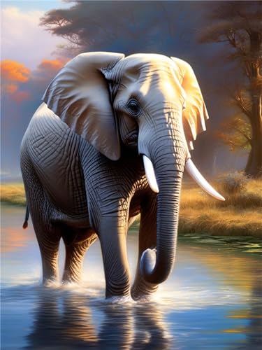Diamond painting éléphant 90x120cm avec broderie diamant point de croix cristal