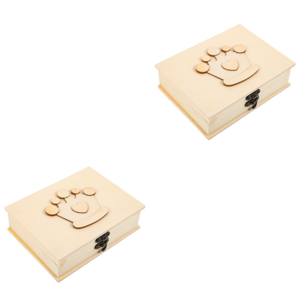 Boîte à bijoux bois brut : lot de 2 coffrets de rangement DIY avec couvercle