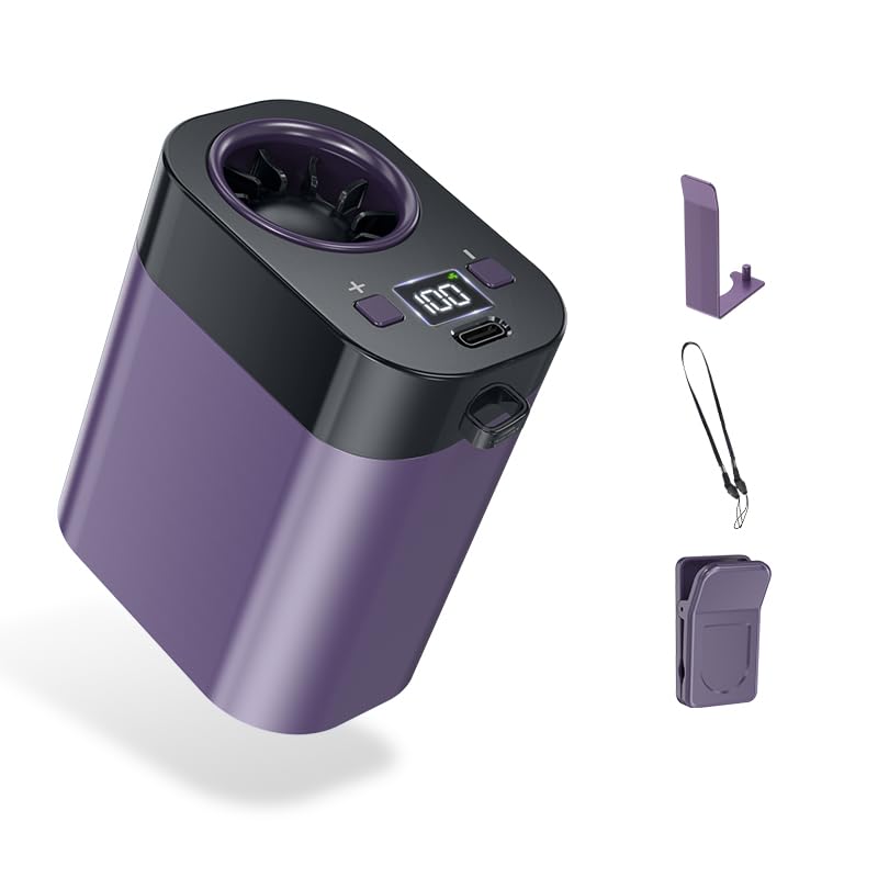 YQLKYMLO Portable Rechargeable Waist Fan Bladeless, 24H Max Cooling, 100-Speed 20000RPM Turbo Cooling Battery Personal Fan, Hands-Free Shirt/Belt/Neck Fan for Work Outdoor Travel, Purple - image 1
