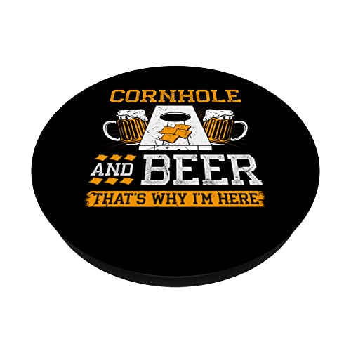 Cornhole And Beer Corn Hole Sack Cornhole Game PopSockets Swappable PopGrip, Black - Image 2
