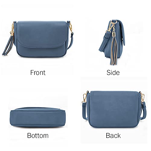 Image of EVVE Small Crossbody Bags for Women Trendy Flap Saddle Purses with Tassel Vegan leather Shoulder bag