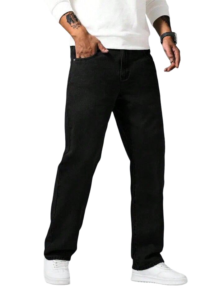 Men's Straight Fit Cotton High Rise Solid Jeans-image-25