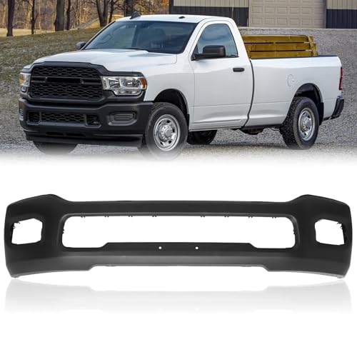 PENSUN Steel Front Bumper Cover Face Bar Fit for 2019-2024 Ram 2500 3500 with Fog Light Holes, CH1002410 (Black)