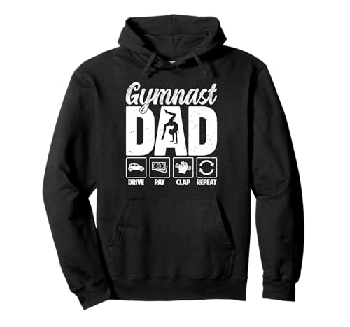 Retro Gymnast Dad Gymnastics Dad Daddy Fathers Day Men Guys Pullover Hoodie