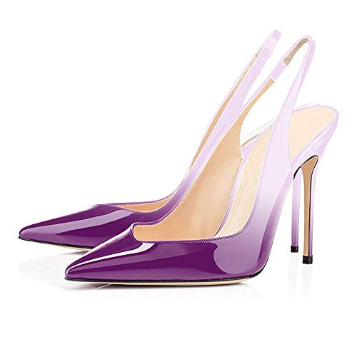 Fericzot Women's Slingback Pumps Pointed-Toe Ankle Strap Summer Dress Shoes Sling Back Pump Stiletto Heels Plus Size3