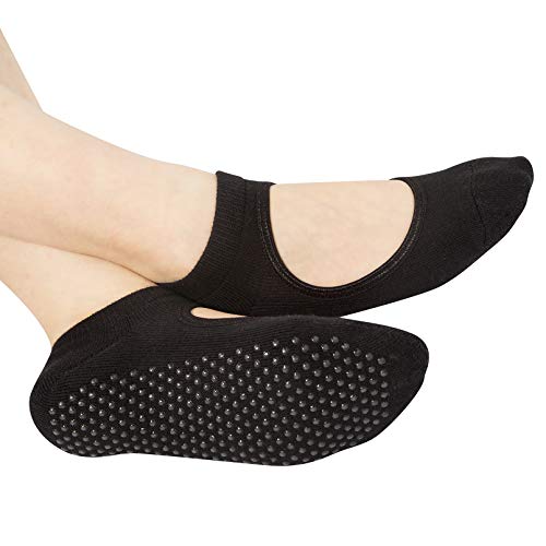 image for Chalier 4 Pairs Yoga Socks for Women Non Slip Socks for Barre Ballet D