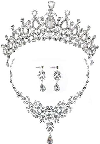 Ever GirlBling Bride Hair Accessories Tiaras Earrings Necklace Wedding Sets
