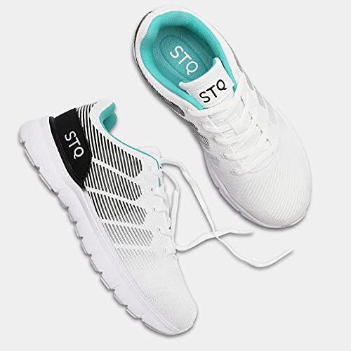 Stq White Sneakers For Women Lace Up Tennis Walking Shoes Comfortable Athletic Running Shoe With Memory Foam 7 Us #TOP5