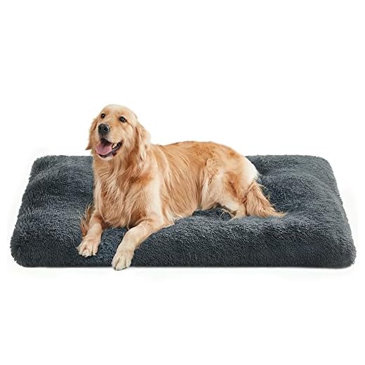 FEANDREA Cama para Perros, Sofá para Mascotas, 122 x 74 cm, Acolchado Suave, Lavable a Máquina, Cojín para Perros, Gris Oscuro PGW204G02