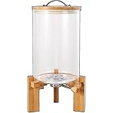 KryZaro 高硼ケイ酸ガラス米びつ 2 サイズ選択 天然色 密閉防潮防虫 計量カップ付き ベース付き 穀物収納容器