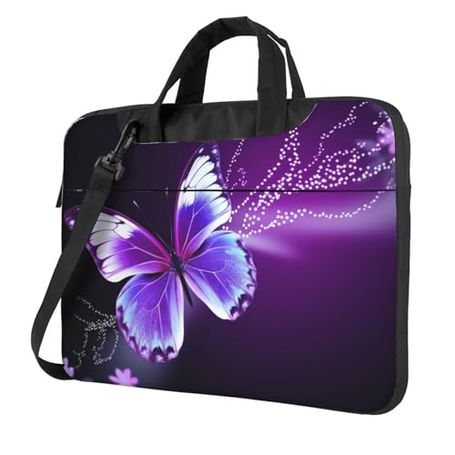Sac ordinateur portable imprimé papillon violet avec bandoulière confort