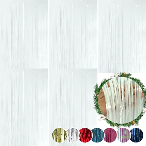 Paquete de 3 mechones de Lametta de Navidad de 1,2 m de pelo de ángel, decoración de árbol de Navidad, decoración colgante de Navidad (hebras de Lametta plateadas)