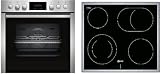 NEFF EDX4P0 - Set di fornelli E2CCG6AN3, 60 x 60 cm, per la pulizia automatica della pirolisi, CircoTherm, display LED e piano cottura elettrico M13R42N2, zona arrosto, telaio in acciaio inox