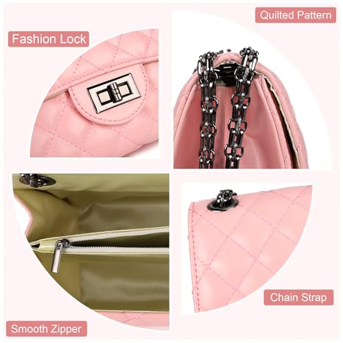 Image of Gladdon Quilted Crossbody Purse for Women Trendy Shoulder Bags | Stylish Shoulder Purse,Quilted Pattern,Structured bag,Chain Strap,Spacious Enough,Casual and Dressy Outfits,Any Occasion