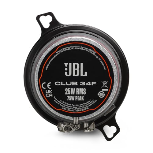 JBL Club 34F 87mm 3,5 Inch 2-weg Auto Speakers met 25W RMS en 75W Max Vermogen, 3 Ohm Impedantie, 89dB Gevoeligheid, 90Hz–20kHz Frequentiebereik, Compact Ontwerp als JBL Upgrade met Foam Gasket Set - Afbeelding 4