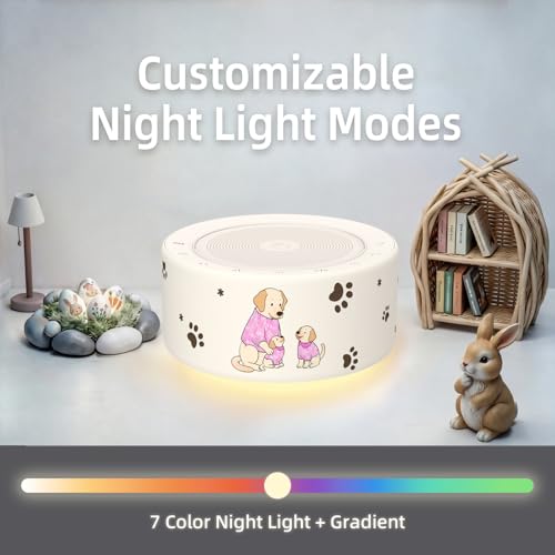 Image of Kipcush White Noise Machine for Baby & Adults, Sleep Sound Machine with 30 Soothing Sounds, 8-Color Night Light, Memory Function, White Noise for Sleeping, Nursery, Office, Travel, Relaxation