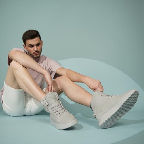 Image of FAUSTO Men's High Top Chunky Classic Lace Up Sneakers|High Ankle Sneakers with Memory Cushion|Lightweight All Day Sneakers