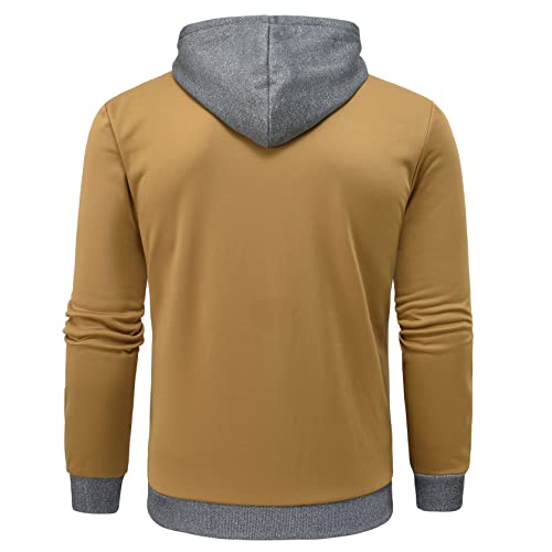 Image of YuKaiChen Men's Hooded Jacket Slim Fit Double Zipper Turtleneck Fleece Hoodie Outerwear
