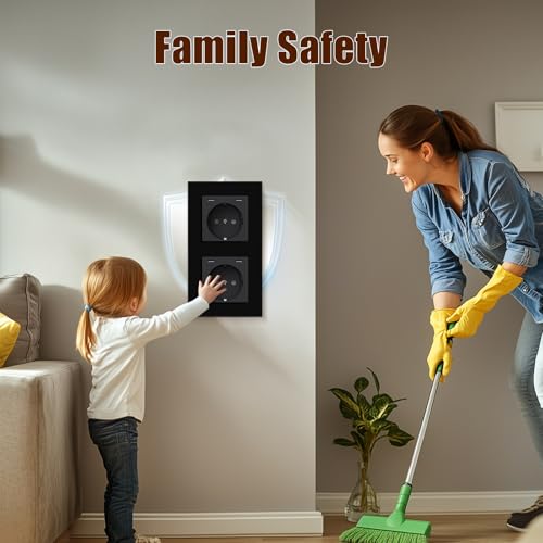 BSEED Steckdose mit USB C(5 V 2.1A),Unterputz Steckdose (Typ C und Typ C),16A 250V 2 Fach Wandsteckdose,2*USB C Einbausteckdose Geeignet f&uuml;r Phone,Pad-157mm*86mm,Schwarz