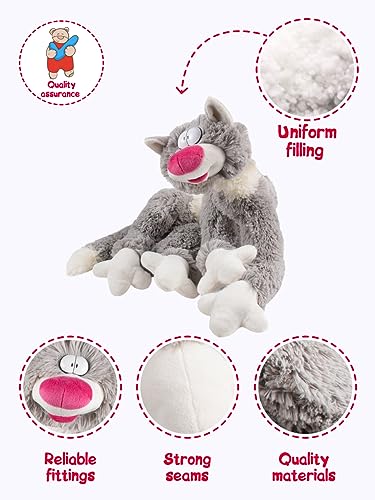 FANCY Lange Katze Kuscheltier 83cm groß Plüsch Nackenkissen Seitenschläferkissen Katze Spielzeug Kinder und Erwachsene (grau)