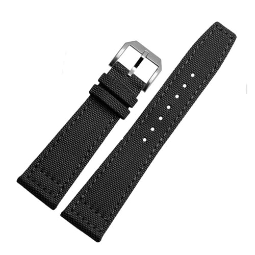 Bracelet montre nylon cuir 20mm 22mm anti transpiration noir vert