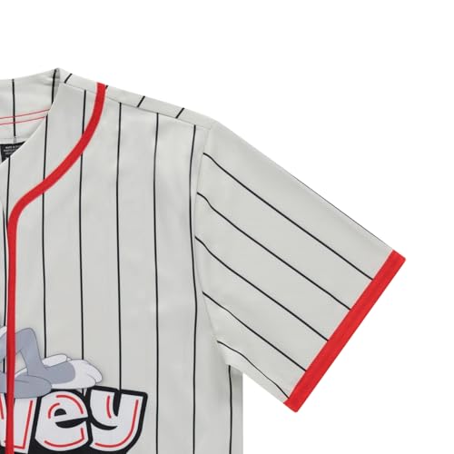 Looney Tunes Mens Baseball Jersey - Lola Bunny, Tweety, Bugs and Taz Mesh Button Down Baseball Jersey4