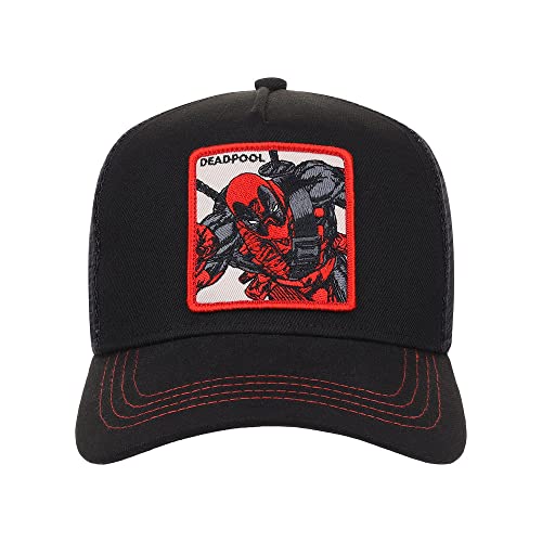 Deadpool A-Frame Trucker Adjustable Snapback Hat Blk/Red #TOP1