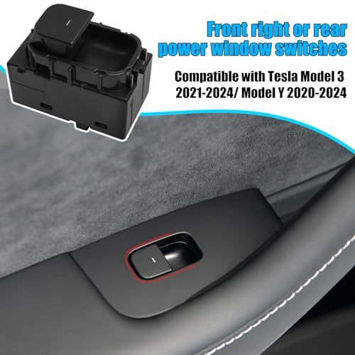 Image of Jaronx for Tesla Window Switch for Model 3 2021-2024 / Model Y 2020-2024 | Front Right Passenger side /Rear Door Power Window Control Switch Replace for 1081038-02-F, 1081038-02-E (Matte Black)