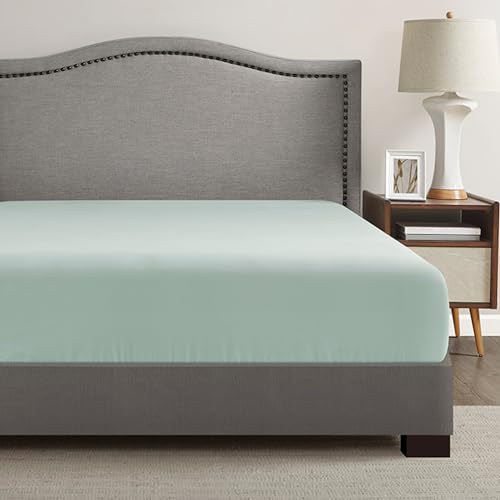 Comfort Spaces Coolmax Moisture Wicking Fitted Sheet ONLY Super Soft Fade Resistant All Elastic Deep Pocket Fits Up to 16 Mattress - Warm Weather Cooling Sheets for Night Sweats King Aqua