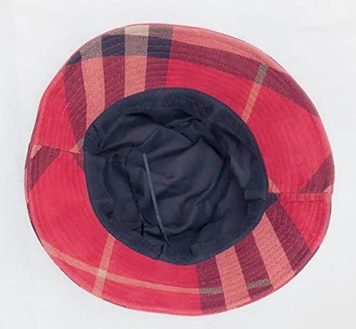 Ruinuo Womens Plaid Bucket Hat Sun Hat For Spring Summer Autumn Travel Velvet Tartan Packable Bucket Hats Red #TOP5