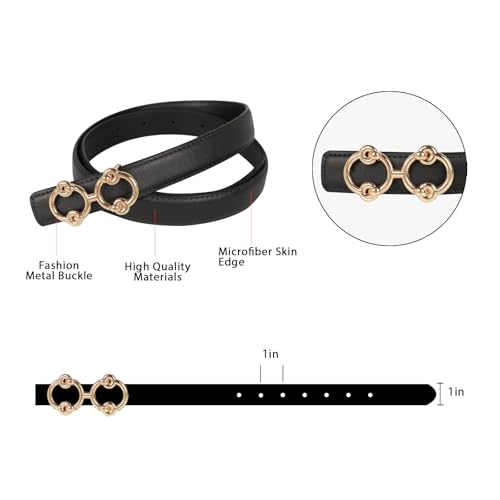 Image of Aurolran Women's Leather Belt with Buckle - Ideal for Dresses, Jeans, and Coats