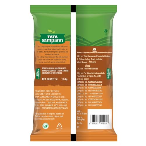 Image of Tata Sampann Unpolished Toor Dal, 1.5 kg (Pack of 2)