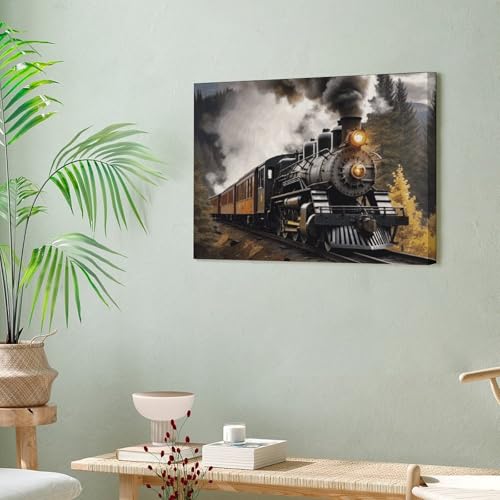 Toile train à vapeur de prestige | Décoration murale raffinée - 7