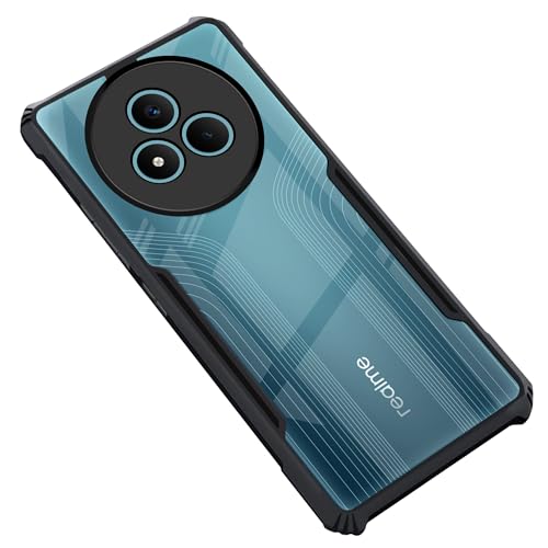 Image of CEDO Backcover for Realme Narzo 80 Pro (5G) | Camera Protection Shockproof Bumper-Edge | Acrylic Crystal Clear 360 Degree Protection TPU+PC | Transparent Eagle Back Case Cover (Black)