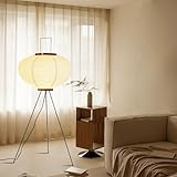 Paper Floor Lamp, Noguchi Style Paper Floor Lantern Lamp, Japanese Minimalist Akari Floor Lamp with 3-Color Temperature Standing Lamps Wabi Sabi Decor for Bedroom, Living Room(Bulb Included)