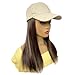 VAVANGA 14inch Beige Baseball Cap with Hair Extensions, Straight Hat Wig Short Bob Hair Summer Hat with Short Wig Blonde Highlight Color for Women (#106, 14