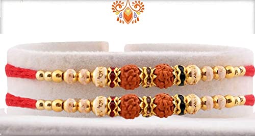 Rakhi for Brother Rakhi Set of 2 Rudraksha Rakhee Thread Bracelet for Bhai Bhaiya- Indian Rakhi Raksha Bandhan Festival - Image 6