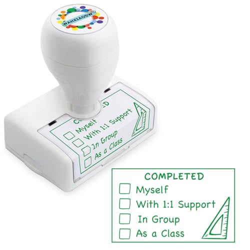 Image of Teacher Stamps, Checkbox Grading, Green, Rubber, 1 inch x 1 inch, Rectangular