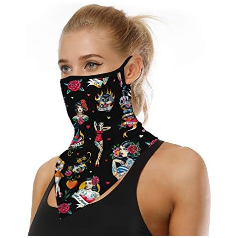 ARKIM Unisex Bandana Face Mask Scarf Face Rave Balaclava Neck Gaiters Dust Cloth Washable Wind Motorcycle Mask Women Men (BXHE-048) Cover