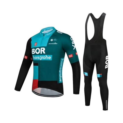 SGCIKER 2022 Team BORAHansgrohe Lange Ärmel Radtrikot Set, Herren Dünne Sonnenschutz Atmungsaktive MTB-Fahrradbekleidung Fahrrad Shirt Bike Clothing Gel Pad (3XL)