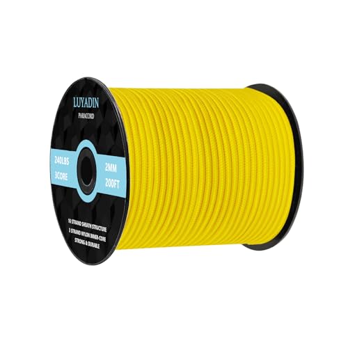 LUYADIN Paracord 240lb - Diameter 2mm Micro Utility Cord -3 Strand Parachute Spool Cord - 100ft 200ft,Paracord for Camping,Hiking,Fishing,Outdoor and DIY