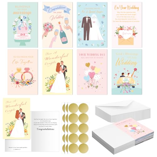 Cartes de félicitations chrétiennes : Lot de 24 pour mariage religieux