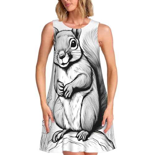 Robe sans manches à imprimé écureuil de dessin animé confortable