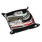 PU Leather Jewelry Valet Tray for Men Women, Elegant Desktop Storage Organizer, Portable Travel Storage Dish Plate Classic Car Roadsters Old Fashioned Nightstand Storage Box for Key Phone Wallet S
