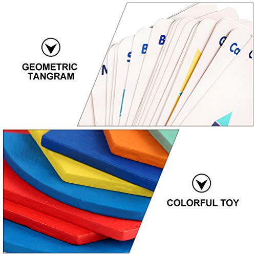 Toyvian Enigmas de Tangram de Madeira para Crianças Blocos de Padrão de Madeira Definidos Formas Geo