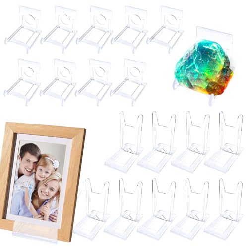 LUOLIPEYA 20 Sets Acrylic Plate Stands, Adjustable Display Holder Stands Plastic Clear Easels Stands for Plates Purses Pictures Card Art Stand with 2 Sizes