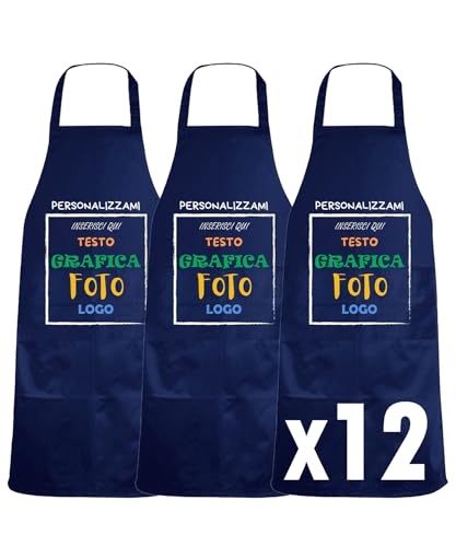 fratelliditalia.org Set mit 12 Schürzen, personalisierbar, weiß, schwarz, rot, grün, gelb, Größe 82 x 60 cm – Bild 3