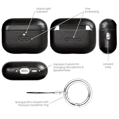 Coque AirPods Pro en cuir véritable Dreem, étui chic antichoc compatible MagSafe